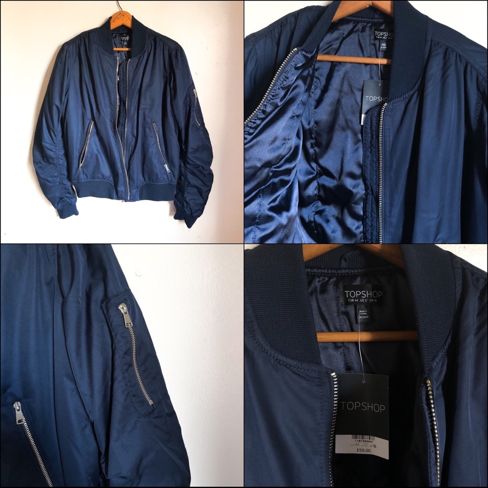 SOLD! Topshop MOTO MA1 Flight Navy Blue Bomber - Picture 8 of 8